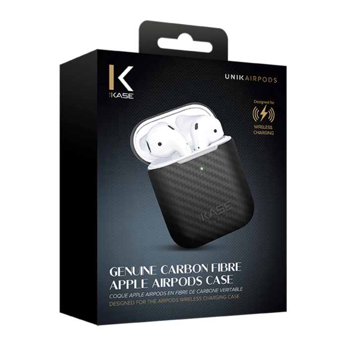Coque en fibre de carbone v&eacute;ritable pour Apple AirPods, Noir satin&eacute;