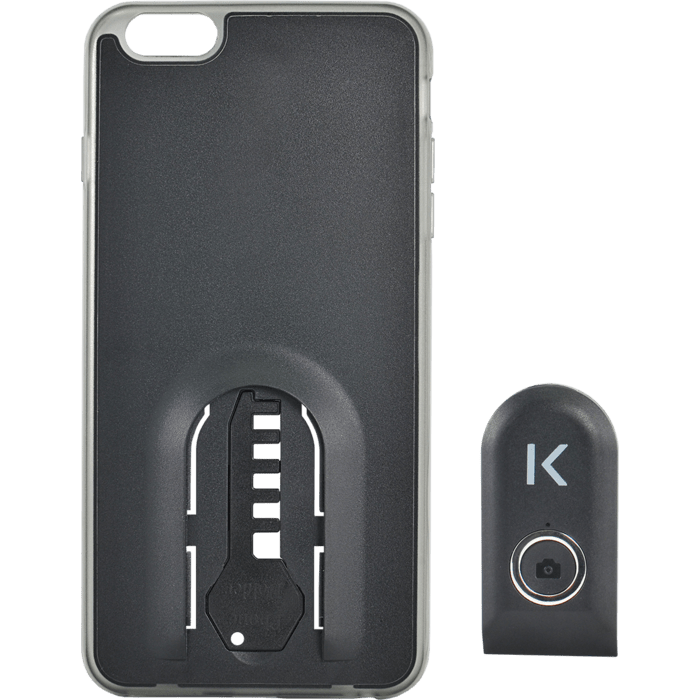 Coque selfie avec d&eacute;clencheur &agrave; distance Bluetooth pour iPhone 6/6s Plus, Satin Noir