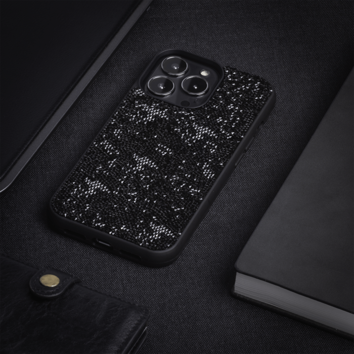 Coque Bling Strass pour Apple iPhone 14 Pro, Minuit Noir
