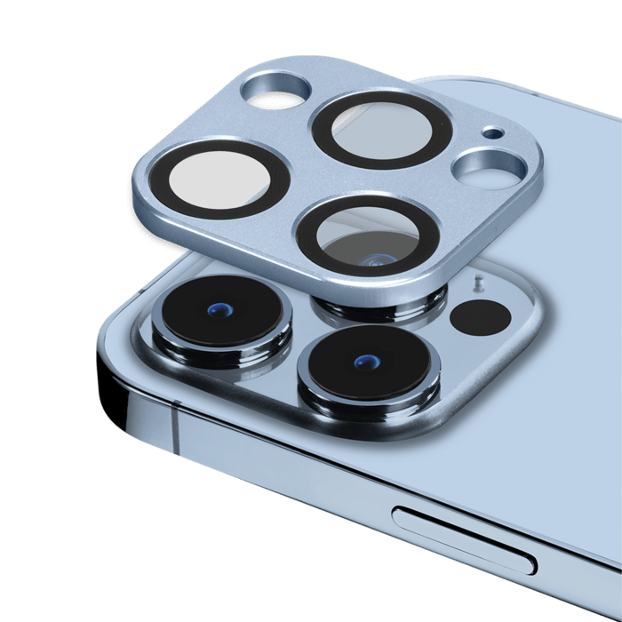 Protection en alliage métallique des objectifs photo pour Apple iPhone 13 Pro/13 Pro Max, Bleu titane