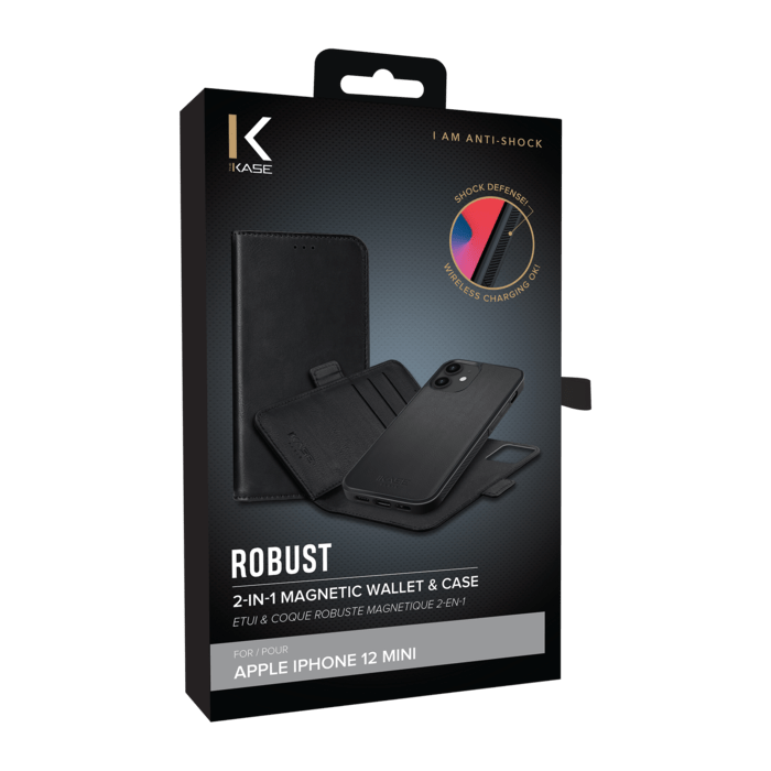 Etui & Coque robuste magn&eacute;tique 2-en-1 pour iPhone Apple  12 mini, Noir Onyx
