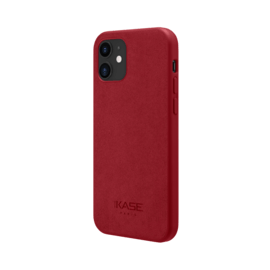 Coque en Suède Alcantara pour Apple iPhone 12 mini, Rouge rubis