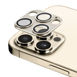 Metallic Alloy Camera Lens Protector for Apple iPhone 12 Pro Max, Platinum Gold