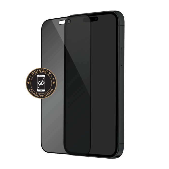 Protection d'écran Privée en verre trempé (100% de surface couverte) pour Apple iPhone 14 Pro Max, Noir