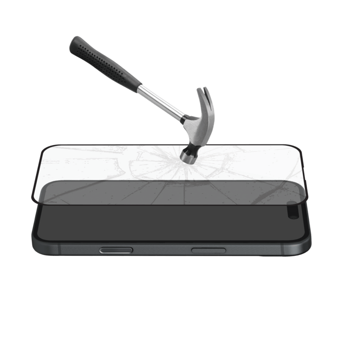 Protection d&rsquo;&eacute;cran antibact&eacute;rienne en verre tremp&eacute; ultra-r&eacute;sistant &agrave; bords incurv&eacute;s (60% verre tremp&eacute; recycl&eacute;) pour Apple iPhone 16, Noir