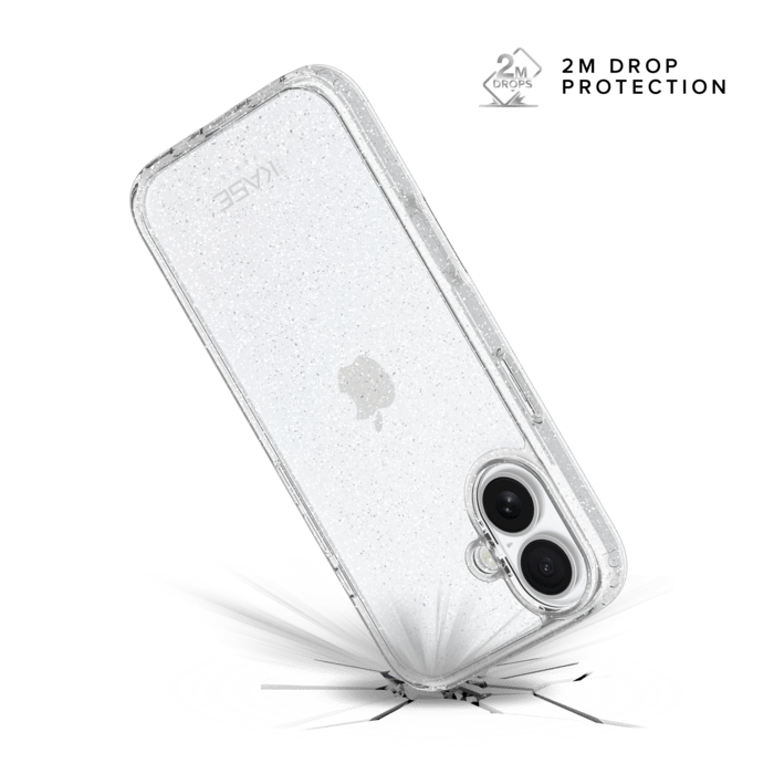 Coque hybride &eacute;tincelante invisible GEN 2.0 83% de plastique recycl&eacute; pour Apple iPhone 16, Transparente