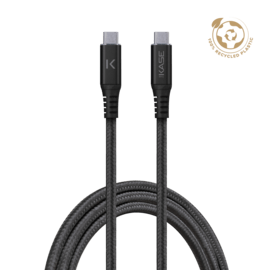 Câble USB-C vers USB-C (USB4 GEN2) 100W Fast Charge/Sync Aramide fabriqué avec 100 % de plastique (1,2M), Noir