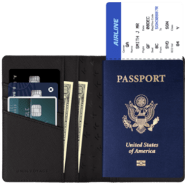 Saffiano Travel Passport Holder, Midnight Black