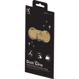 Double Anneaux Accroche & Support Smartphone, Barre M&eacute;tallique Dor&eacute;e