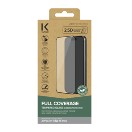 Protection d'écran en verre trempé (60% verre trempé recyclé) pour Apple iPhone 15 Pro, Noir