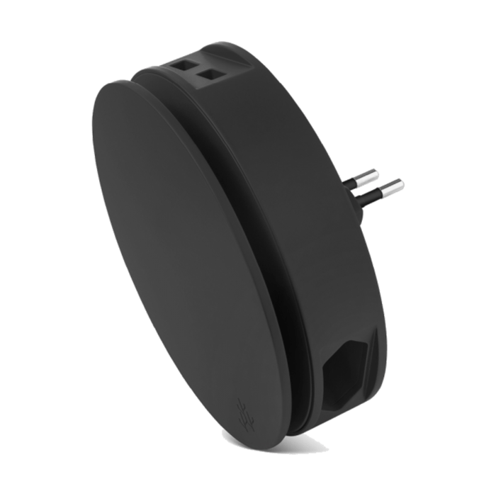 AERO Noir - Power Hub 4 en 1 / Chargeur USB 2 ports, Multiprise, enrouleur