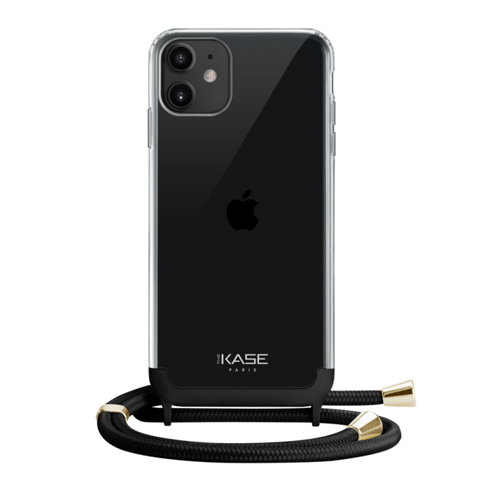 Coque invisible détachable 2-en-1 en bandoulière pour Apple iPhone 11, Minuit noir