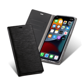Diarycase 2.0 Genuine Leather flip case with magnetic stand for Apple iPhone 13 Pro, Midnight Black