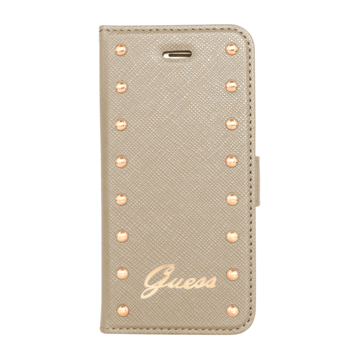 Guess Coque clapet pour Apple iPhone 5/5s/SE, les clout&eacute;es, Cream