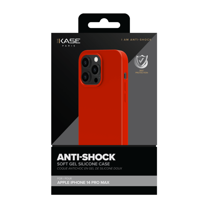 Coque antichoc en gel de silicone doux pour Apple iPhone 14 Pro Max, Rouge Ardent