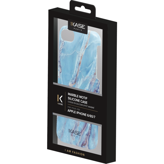 Coque en silicone effet marbr&eacute; pour Apple iPhone 6/6s/7/8/SE 2020, bleu granite