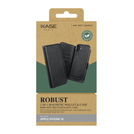Etui & Coque robuste magn&eacute;tique 2-en-1 pour Apple iPhone 16, Noir Onyx