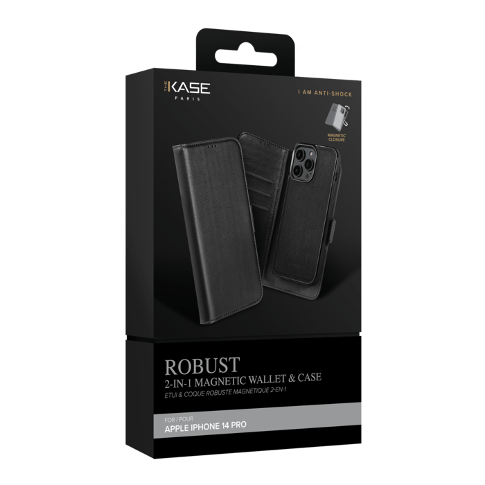 Etui & Coque robuste magn&eacute;tique 2-en-1 pour Apple iPhone 14 Pro, Noir Onyx