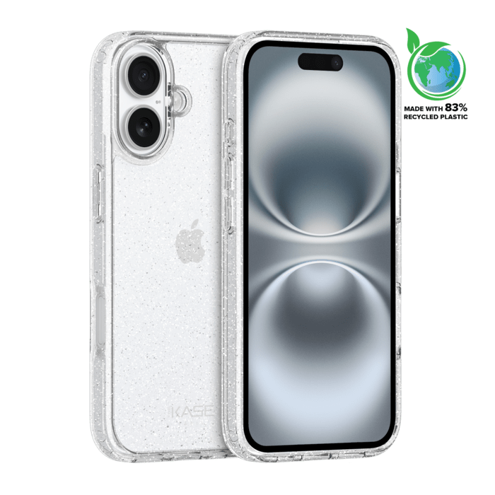 Coque hybride &eacute;tincelante invisible GEN 2.0 83% de plastique recycl&eacute; pour Apple iPhone 16 Plus, Transparente