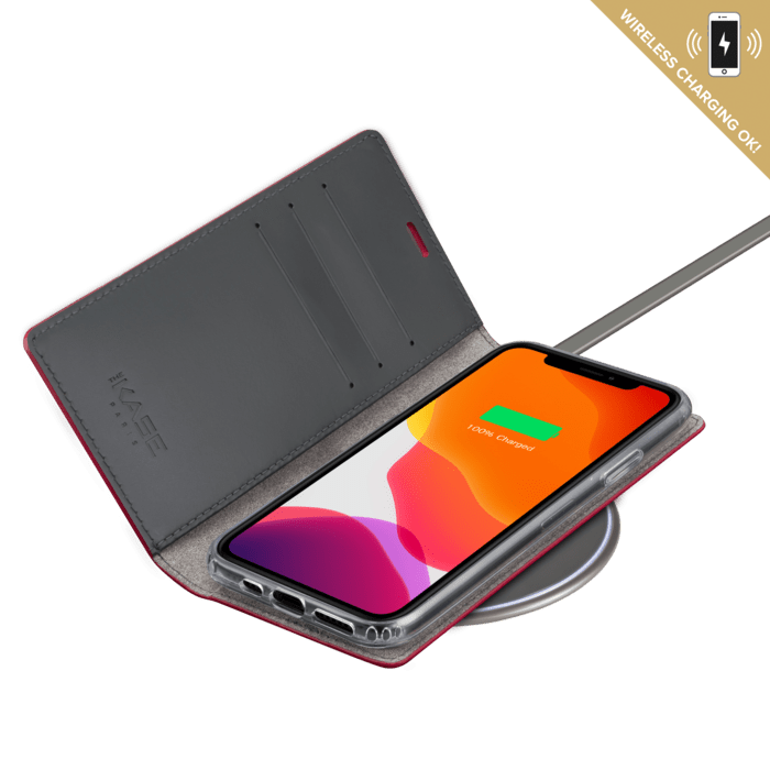 Diarycase 2.0 Coque clapet en cuir v&eacute;ritable avec support aimant&eacute; pour Apple iPhone 11 Pro Max, Rouge Bordeaux