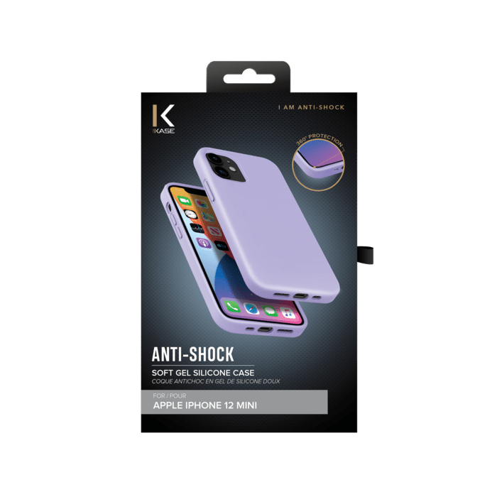 (O) Coque antichoc en gel de silicone doux pour Apple iPhone 12 mini, Violet Lilas