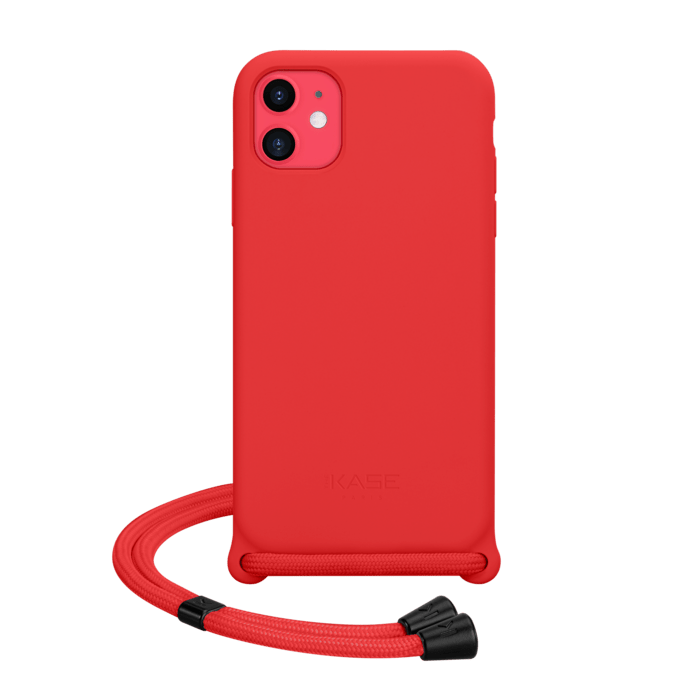 Coque en gel de silicone doux en bandouli&egrave;re pour Apple iPhone 11, Rouge Ardent