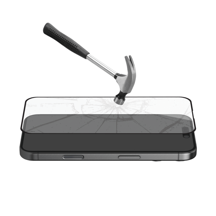 Protection d’écran antibactérienne en verre trempé ultra-résistant à bords incurvés (60% verre trempé recyclé) pour Apple iPhone 16 Pro, Noir