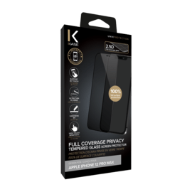 Protection d'&eacute;cran Priv&eacute;e en verre tremp&eacute; (100% de surface couverte) pour Apple iPhone 12 Pro Max, Noir