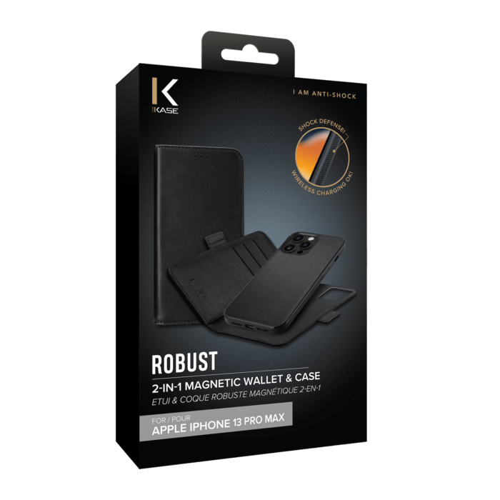 Etui & Coque robuste magn&eacute;tique 2-en-1 pour Apple iPhone 13 Pro Max, Noir Onyx