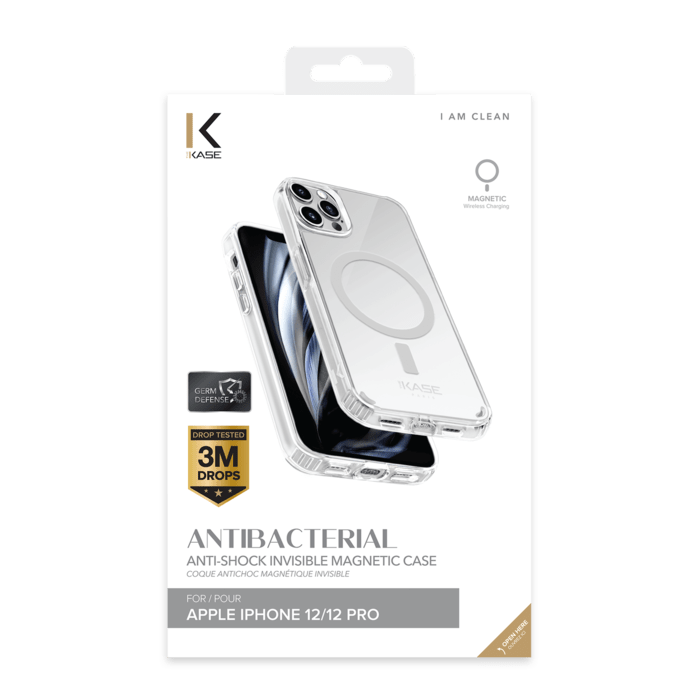 Coque antibact&eacute;rienne antichoc magn&eacute;tique invisible pour Apple iPhone 12 mini, Transparente