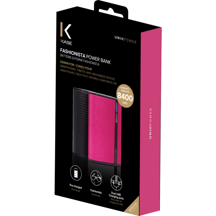 Batterie Externe Fashionista, 8400 mAh, Noir Graphite