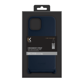 Coque en gel de silicone doux en bandouli&egrave;re pour Apple iPhone 12/12 Pro, Bleu Oxford