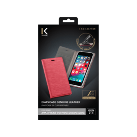 Diarycase 2.0 Coque clapet en cuir véritable avec support aimanté pour Apple iPhone 6/6s/7/8/SE 2020/SE 2022, Rouge Bordeaux