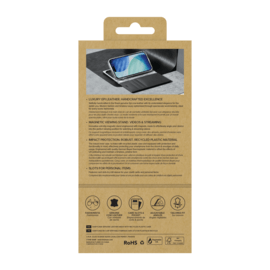 Diarycase 2.0 Coque clapet en cuir v&eacute;ritable avec support aimant&eacute; et fabriqu&eacute; avec un &eacute;tui en plastique recycl&eacute; pour Apple iPhone 17 Pro, Noir Minuit