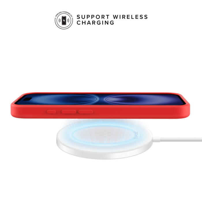 Coque antichoc en gel de silicone doux pour 55% de plastique recycl&eacute; Apple iPhone 16, Rouge Ardent