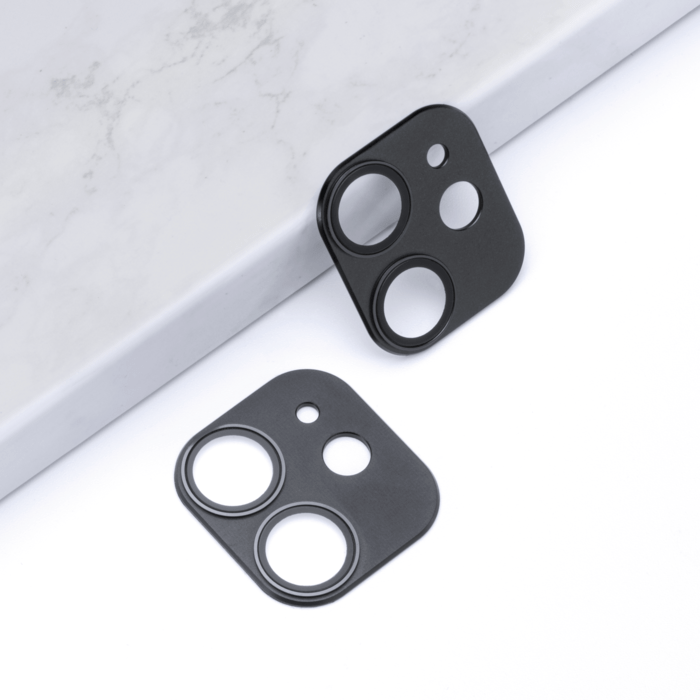 Protection en alliage m&eacute;tallique des objectifs photo pour Apple iPhone 12, Noir Onyx