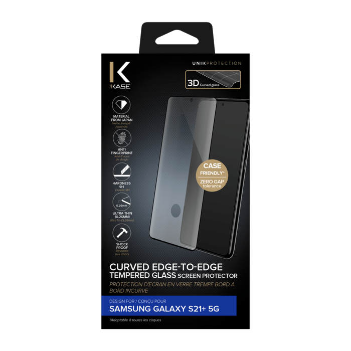 Curved Edge-to-Edge Tempered Glass Screen Protector for Samsung Galaxy S21+ 5G, Black