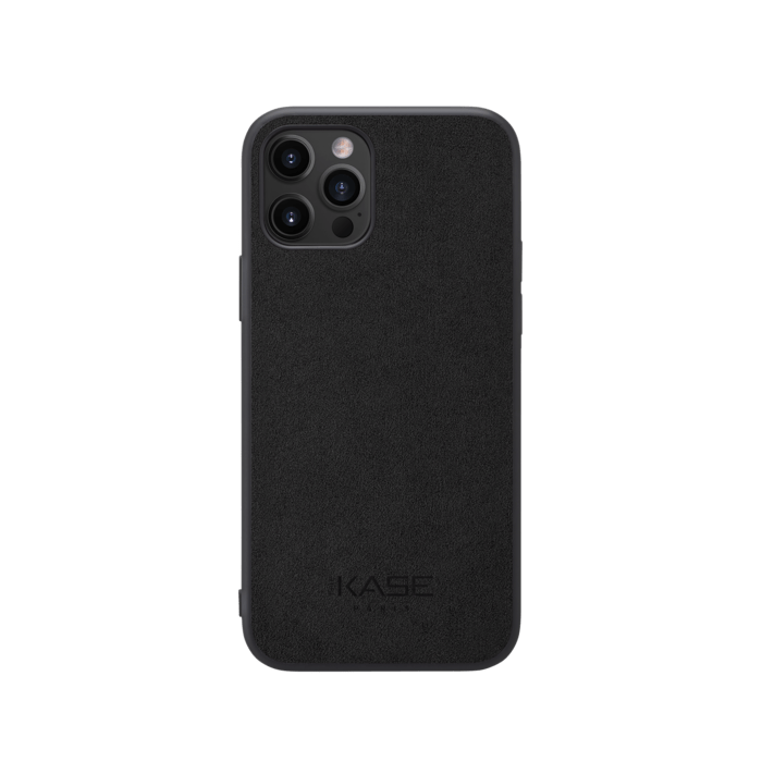 Coque en Su&egrave;de Alcantara pour Apple iPhone 12/12 Pro, Noir Minuit