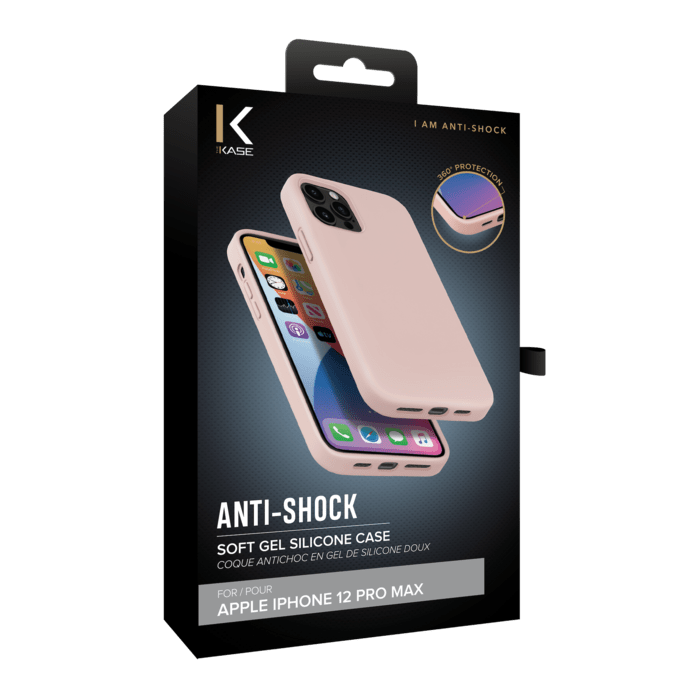 Coque antichoc en gel de silicone doux pour Apple iPhone 12 Pro Max, Rose Sable