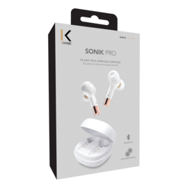 Sonik Pro In-Ear True Wireless Earpods con custodia di ricarica, bianco perla
