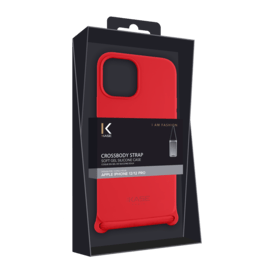 Coque en gel de silicone doux en bandouli&egrave;re pour Apple iPhone 12/12 Pro, Rouge Ardent