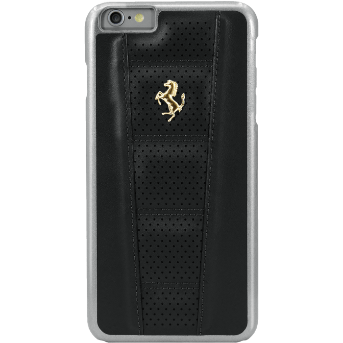 Ferrari Perforated Coque cuir veritable pour Apple iPhone 6 Plus/6s Plus, Noir, Cheval dor&eacute;