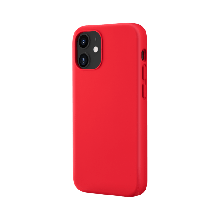 (O) Anti-Shock Soft Gel Silicone Case for Apple iPhone 12 mini, Fiery Red