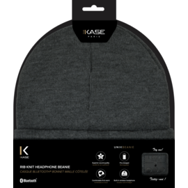 Casque Bluetooth Bonnet maille c&ocirc;tel&eacute;e, Gris