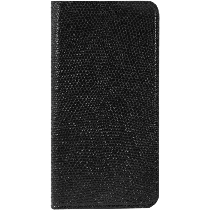 Diarycase Coque clapet en cuir véritable avec support aimanté pour Samsung Galaxy S6 Edge, Noir Lézard