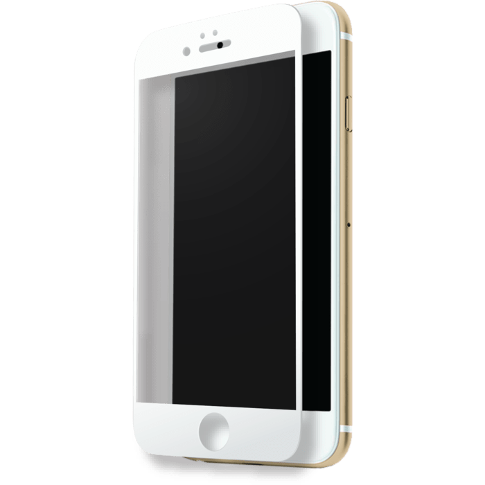 Protection d'écran en verre trempé (100% de surface couverte) pour Apple iPhone 7, Blanc