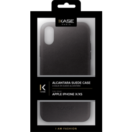 Coque en Su&egrave;de Alcantara pour Apple iPhone X/XS, Minuit Noir