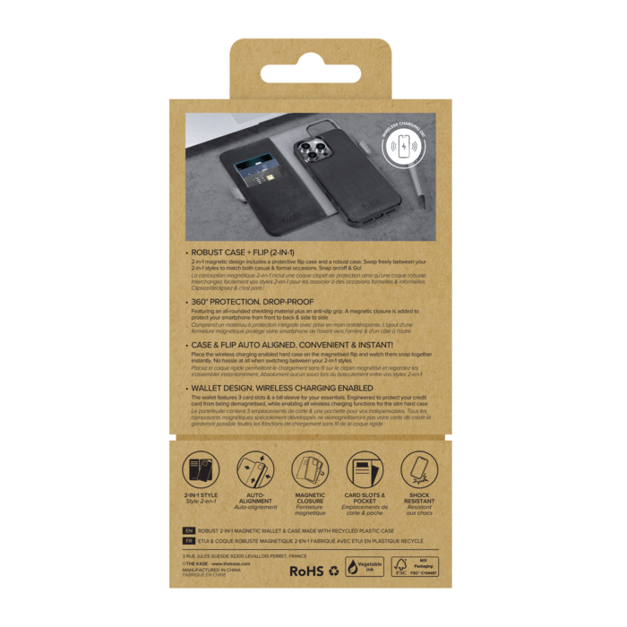 Etui & Coque robuste magn&eacute;tique 2-en-1 pour Apple iPhone 16 Pro Max, Noir Onyx