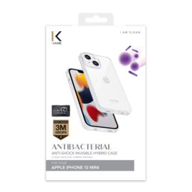 Coque antibact&eacute;rienne antichoc hybride invisible pour Apple iPhone 13 mini, Transparente