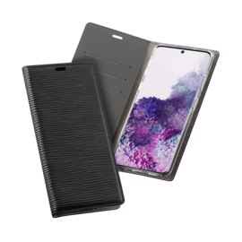 Diarycase 2.0 Coque clapet en cuir v&eacute;ritable avec support aimant&eacute; pour Samsung Galaxy S20, Minuit Noir